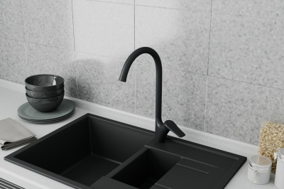 Смеситель для кухни RUSH Nevis, черный (NE1735-22Black) фото в интернет-магазине Русалия