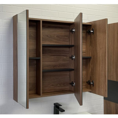 Зеркало-шкаф Comforty Соло-90 дуб тёмно-коричневый фото в интернет-магазине Русалия