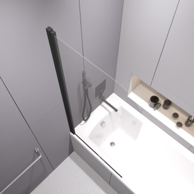 Шторка на ванну RGW SC-109B 800, стекло прозрачное, профиль черный фото в интернет-магазине Русалия