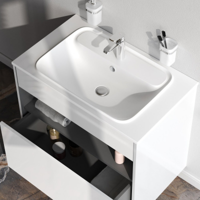 M8FFUX0801WG Func, База с нишей, 1 ящик (pull-out), 80 см, цвет белый глянец Am.Pm фото в интернет-магазине Русалия