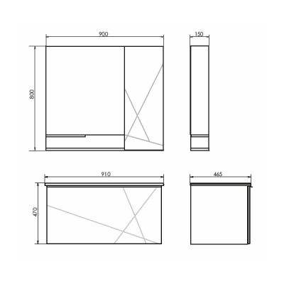 Зеркало-шкаф Мерано-90 дуб дымчатый 00-00008508 Comforty фото в интернет-магазине Русалия