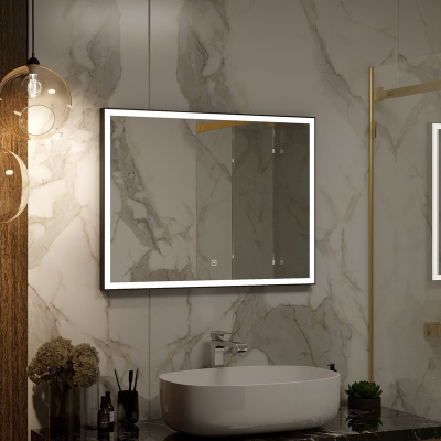 Зеркало с подсветкой Frame Black 800x600 ЗЛП183 Continent фото в интернет-магазине Русалия