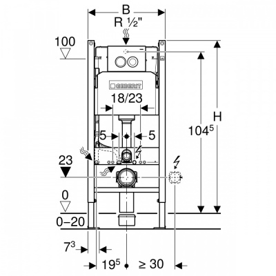 Комплект унитаз Renova Rimfree с инсталляцией 500.124.TC.R Geberit фото в интернет-магазине Русалия