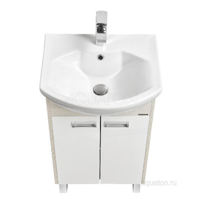 Тумба под раковину AQUATON Бекка PRO 50 белый, дуб сомерсет 1A210801BAC20 фото в интернет-магазине Русалия