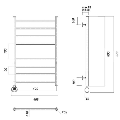 Электрический полотенцесушитель Медея П8 400x800 EL, хром Domoterm фото в интернет-магазине Русалия