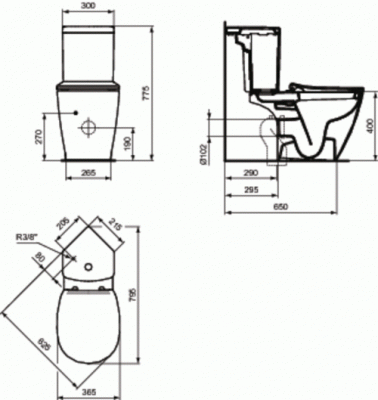 Унитаз с угловым бачком E803601 + E120201 Connect Space Ideal Standard фото в интернет-магазине Русалия