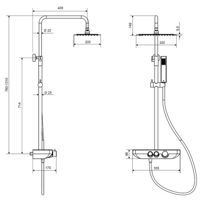Система для душа наружного монтажа EXCELLENT Rain Krotos AREX.8080CR (хром) фото в интернет-магазине Русалия