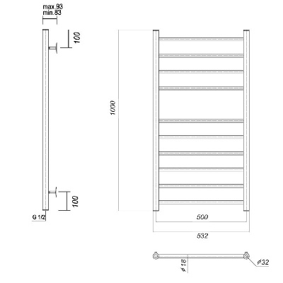 Водяной полотенцесушитель Медея П10 500х1000, хром Domoterm фото в интернет-магазине Русалия