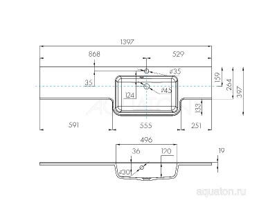 Раковина AQUATON Hotel B 140 правая белая 1A709731PI01P фото в интернет-магазине Русалия