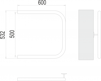 Водяной полотенцесушитель П-образный 1" 500х600 4620768881381 Terminus фото в интернет-магазине Русалия