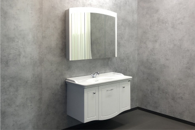 COMFORTY. Зеркало-шкаф "Палини-100" белый глянец фото в интернет-магазине Русалия