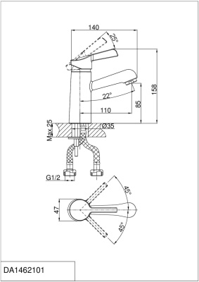 Смеситель для раковины DK Rhein Schiller (DA1462101) фото в интернет-магазине Русалия