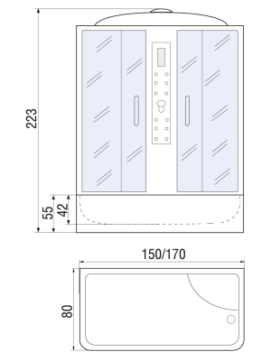 Душевая кабина DUNAY 150/80/55 ТН 150*80*223 10000001288 River фото в интернет-магазине Русалия