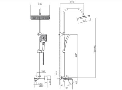 Душевая система HAIBA золотой (HB24575-5) фото в интернет-магазине Русалия