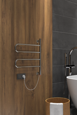 Полотенцесушитель электрический Veter 2P (electro) 50/45 (провод справа, Полиров.) INDIGO VTE50-45 фото в интернет-магазине Русалия