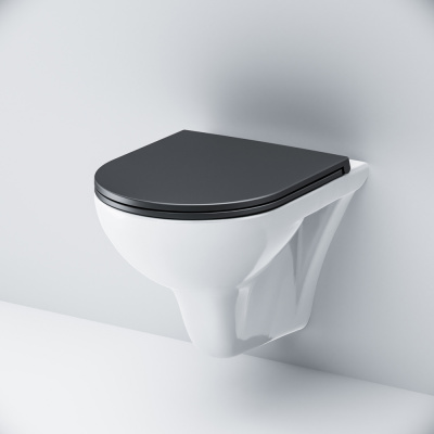 C901700SCmb Gem подвесной унитаз FlashClean с черным матовым сиденьем микролифт фото в интернет-магазине Русалия