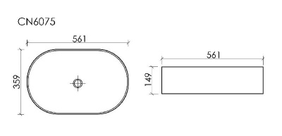 Раковина накладная овальная 561*359*149, цвет белый CN6075 Ceramica Nova фото в интернет-магазине Русалия
