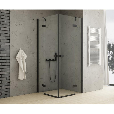 Душевое ограждение NEW TRENDY REFLEXA BLACK 110x90x200 EXK-4988 (черный) фото в интернет-магазине Русалия