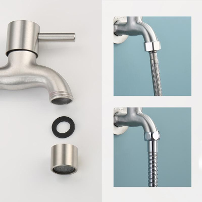 Кран водоразборный со штуцером Splenka S249.71, сатин фото в интернет-магазине Русалия