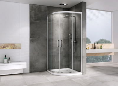 Душевой уголок ABBER Schwarzer Diamant AG01090 90х90 полукруг, профиль хром, прозрачное стекло фото в интернет-магазине Русалия