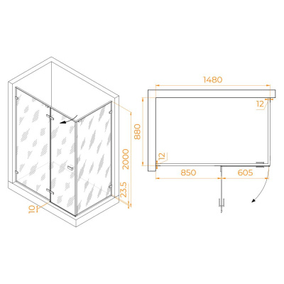 Душевой уголок RGW SV-040B 1500x900, профиль черный, стекло матовое-сатинат фото в интернет-магазине Русалия
