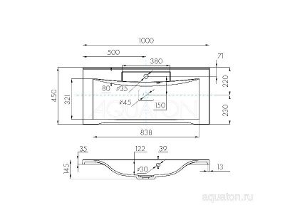 Раковина AQUATON Премьер М 100 белая 1A70473KPR010 фото в интернет-магазине Русалия