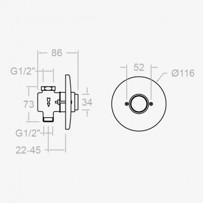 Встраиваемый кран нажимной порционный для душа SOLESTOP 745502 Ramon Soler фото в интернет-магазине Русалия