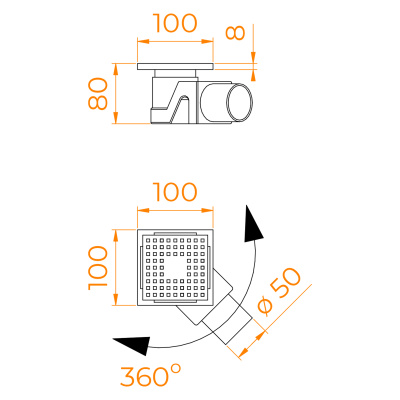 Душевой трап точечный 10х10 см с решеткой матовое золото Leo-01-10Gb RGW фото в интернет-магазине Русалия