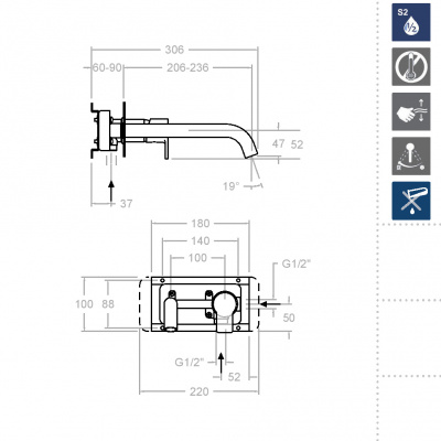 Встраиваемый смеситель для раковины RS-Q 932003 Ramon Soler фото в интернет-магазине Русалия