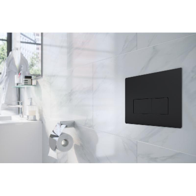 Кнопка смыва AZARIO двойная, квадратная, черная матовая (AZ-8200-0092/AZ-P58-0190) фото в интернет-магазине Русалия