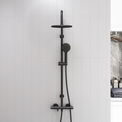 D0710522 New plus, Душевая система с термостатическим ванно-душевым смесителем , черный фото в интернет-магазине Русалия