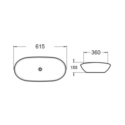 Раковина керамическая Vincea VBS-508, 615*360*155, накладная, цвет белый фото в интернет-магазине Русалия