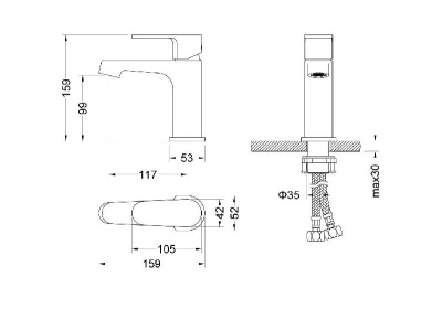 Смеситель для раковины 98, без донного клапана AQUATEK AQ1210CR ОБЕРОН фото в интернет-магазине Русалия