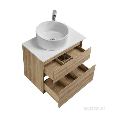 Тумба под раковину AQUATON Либерти 60 2 ящика, дуб эльвезия 1A279401LYC70 фото в интернет-магазине Русалия