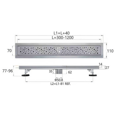 Трап для душа 60см Savol S-DL03H-60, черный фото в интернет-магазине Русалия