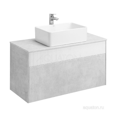 Тумба под раковину AQUATON Марбл 100 слэйт, белый матовый 1A276301MH4C0 фото в интернет-магазине Русалия