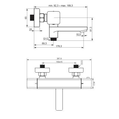 533000300 Gala термостатный смеситель для ванны - душа, чёрный фото в интернет-магазине Русалия