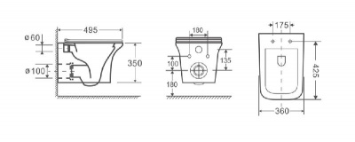 Унитаз NIVOLET Aria подвесной безободковый Ceruttispa CT7779 (495x360x350) фото в интернет-магазине Русалия