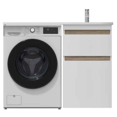 M85AFSX0602WG X-Joy, База под столешницу для стиральной машины, напольная, 60 см, 2 ящика, белый гля Am.Pm фото в интернет-магазине Русалия