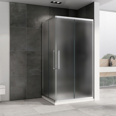 Душевой уголок ABBER Schwarzer Diamant AG02129MH 90х120 прямоугольный, профиль хром, матовое стекло фото в интернет-магазине Русалия