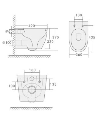 Унитаз ORLTER Aria UF подвесной безободковый Ceruttispa CT10572 (490х360х370) фото в интернет-магазине Русалия