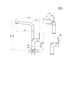 Смеситель для кухни GRANULA (9502, НЕРЖ) фото в интернет-магазине Русалия