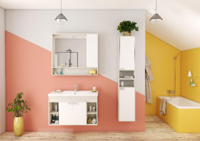 Зеркальный шкаф AQUATON Флай 100 белый, дуб крафт 1A237802FAX10 фото в интернет-магазине Русалия