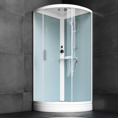 W88C-401-090WT X-Joy кабина душевая  90x90, 1/4 круга,  профиль белый, стекло прозрачное Am.Pm фото в интернет-магазине Русалия