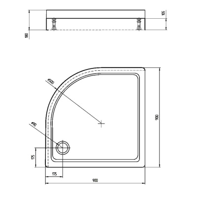 Душевой поддон полукруг 90х90 DP-0000003 Акватек фото в интернет-магазине Русалия