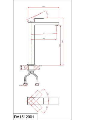 Смеситель для раковины DK высокий серый графит Bayern.Liszt (DA1512006) фото в интернет-магазине Русалия