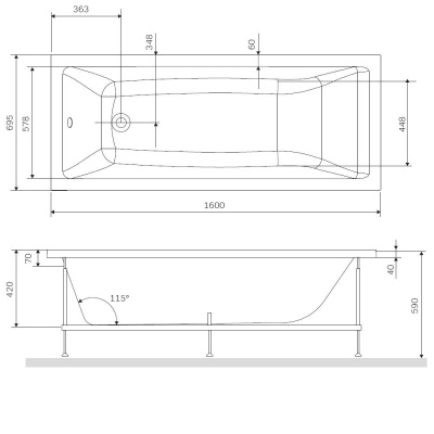 W93A-160-070W-R Gem  каркас для ванны 160х70 см фото в интернет-магазине Русалия
