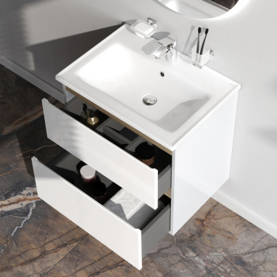 M85AFHX0652WG X-Joy, База под раковину, подвесная, 65 см, 2 ящика, белый глянец Am.Pm фото в интернет-магазине Русалия