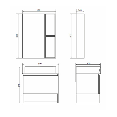 COMFORTY. Зеркало-шкаф "Прага-60" дуб белый фото в интернет-магазине Русалия