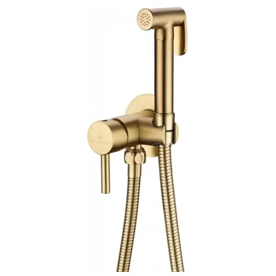Гигиенический душ со смесителем встраиваемый Grocenberg GB001MG, матовое золото фото в интернет-магазине Русалия